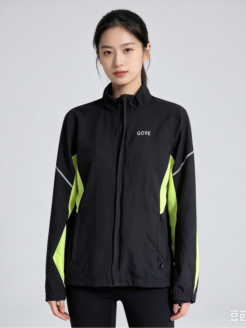 GORE Wear Women's Colorblock Windstopper Jacket Black/Yellow Full Zip Pockets M